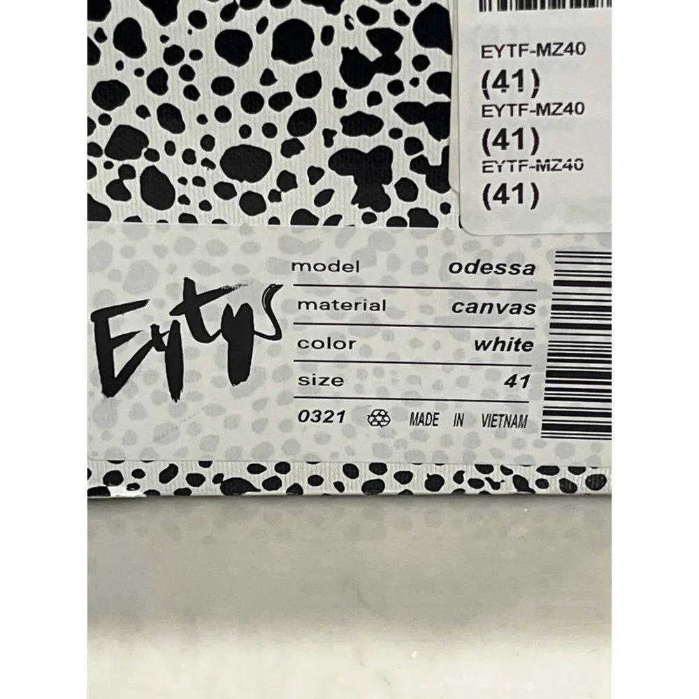 Eytys Odessa Canvas Sneakers in White 41 10 Womens New Nib With Box shoes